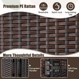 Giantex Wicker Storage Cabinet, 62” Tall Pantry Cabinet with 2 Doors, Hanging Rod, 4 Storage Cubes, Metal Legs, Anti-Tipping Device, PE Rattan Storage Cabinet for Home Office, Garage Cabinets (Brown) Giantex