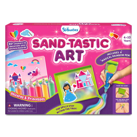 Skillmatics Sand Art Activity - Unicorns & Princesses, Create & Stick 50+ Colorful Stickers, Craft Kits & Supplies for Kids, Gifts for Girls & Boys Ages 4, 5, 6, 7, 8, 9, 10 Skillmatics