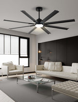 Maxslak 72 Inch Ceiling Fan with Light,Industrial Ceiling Fan with 8 Black Aluminium Blades,Smart Fan Works with Alexa,Garage Outdoor/Indoor Fan for Patio and Living Room Maxslak