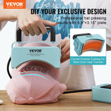 VEVOR Hat Press Machine, Mini Hat Heat Press for Caps with Integrated Control Panel, Cap Heat Press Machine with 5.9x3.15 inch Curved Heating Plate, Safety Base, and Glove, Automatic Shut-Off, Green VEVOR