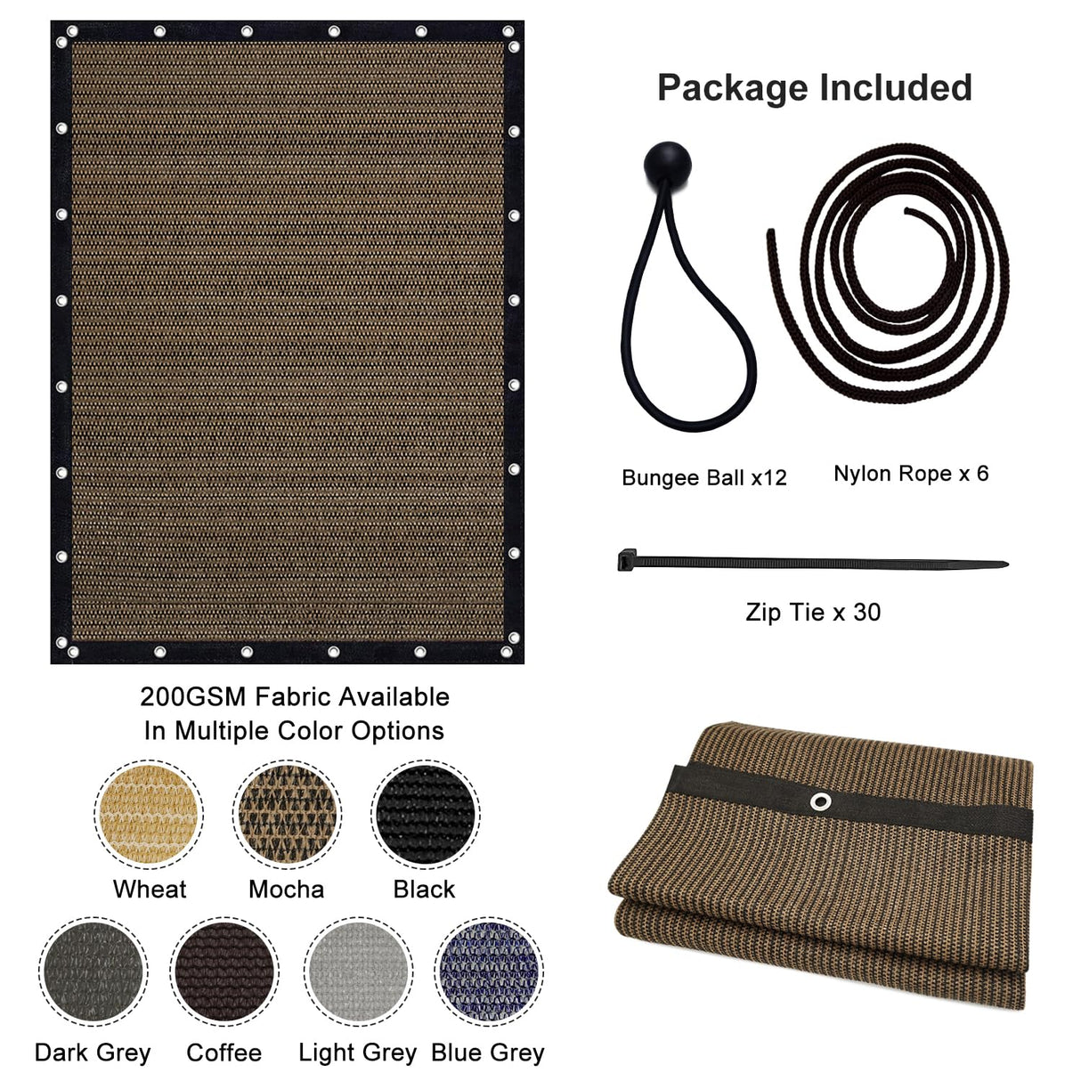 Artpuch Pergola Shade Cover 10'X12' Outdoor Sun Shade Cloth with Grommets Shade Tarp for Patio, Carport, Backyard Artpuch