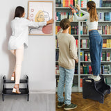 Acacia 2-Step Stool for Kid, Toddler Wood Step Ladder with 2 Handles, Safe Non-Slip Bottom, Rounded Corners, Supports up to 300 lbs, Perfect for Bathroom Bedroom (Black) Demigo