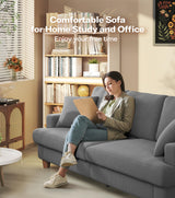 Kidirect 87in Corduroy Couch, Sofas for Living Room No Tool Assembly, Comfy Couches for Living Room 21in Deep Seats, Oversized Loveseat Sofa with 2 Pillows, 3 Seater Couch for Bedroom,Grey Sofa Kidirect