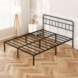 Kujielan 12 inches Full Size Bed Frame with Minimalist headboard,Metal Platform Base with Strong Metal Slats,Mattress Foundation for Under Bed Storage,Easy Assembly,Black Kujielan