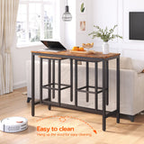 HOOBRO Rustic Brown Bar Table Set with Stools - Space-Saving Pub Dining Solution HOOBRO