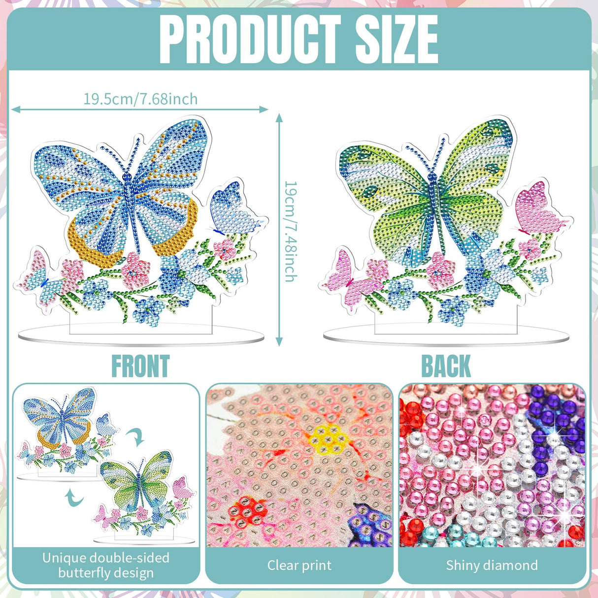 Janlaugh 3 Pcs Diamond Painting Butterfly Desktop Ornaments DIY Centerpieces for Tables 5d Double Sided Table Top Kits for Spring Summer Decor Janlaugh