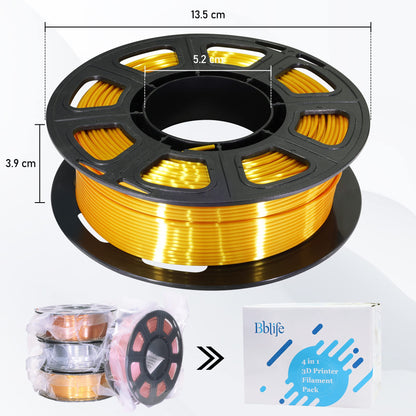 1.75mm 4 Spools Silk PLA 3D Printer Filament Bundle: Shiny Metallic Gold/Silver/Copper/Rose Gold, Each Spool 250g, Widely Fit for 3D Printer/Pen, Total 1Kg 3D Printing Filament Material - WoodArtSupply