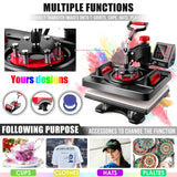 WHUBEFY Heat Press, 15x12 Inch 8 in 1 Shirt Press Multifunction Combo 360° Swing Away Digital Printing Heat Transfer Sublimation Machine Vinyl Heat Press Machine for T Shirts, Cap, Mug, Plate, DIY Whubefy