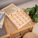 Unfinished Wooden Box with 8 Compartments for Crafts, Organizing, Storage and DIY, Unpainted Wooden Storage Box 13" x 13" x 3" in (16 Compartments) JJSQYLAN