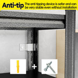 63''Storage Shelves, Garage Metal Shelving Unit, Adjustable, Double-Layer Column with Reinforced Ribs, Heavy-Duty, Capable of Bearing 3000 lbs, Suitable for Garage, Warehouse, Kitchen Storage Beaunatixx