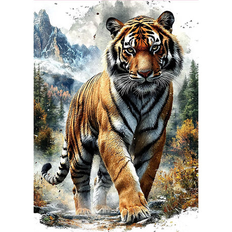 MOGTAA Tiger Diamond Art Kits for Adults, 5D Full Drill Diamond Painting Kits for Adults Beginners, DIY Landscape Round Diamond Dots for Adults, Gem Art for Home Decor 12 X 16Inch MOGTAA