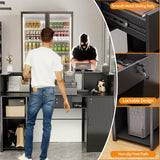 PAKASEPT Modern Reception Desk with LED Lights, 63 Inches Front Counter Table with Lockable Drawer & Shelves, Checkout Counter for Reception Room, Lobby, Beauty Salon, Retail, Office(Black) PAKASEPT