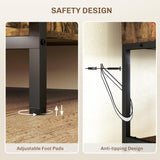 HOMCOM Kitchen Bakers Rack with Power Outlet, Coffee Bar Cabinet with Storage Shelves, Microwave Stand with Louvred Door Cabinets, Rustic Brown HOMCOM