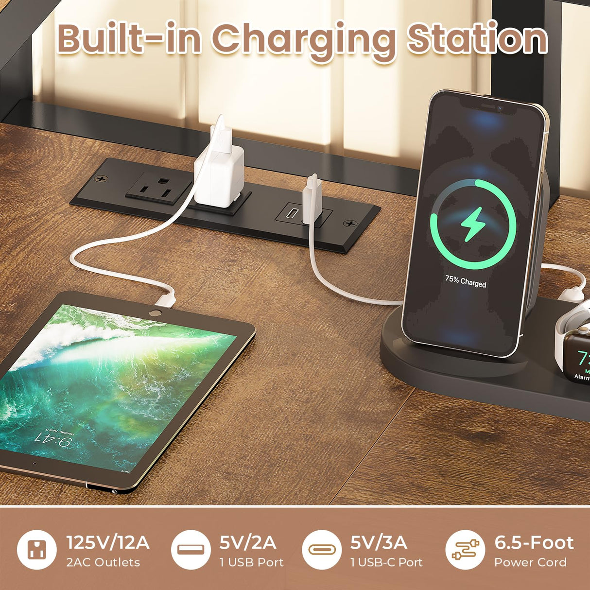 VIAGDO Loft Bed Twin Size with L-Shaped Desk, Charging Station and LED Lights, Twin Loft Bed with 4-Tier Bookshelf and 3 Drawers, Clothes Rail, Safety Guardrail&Ladder, No Box Spring Needed, Black VIAGDO