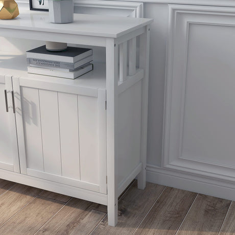 RASOO Buffet Cabinet White Kitchen Sideboard Buffet Storage Server Cupboard Cabinet Console Table with 2 Doors and Adjustable Shelf RASOO