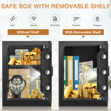 3.3 Cub Home Safe Fireproof Waterproof, Large Fire proof Safe Box with Fireproof Bag, Digital Keypad Key and Removable Shelf, Personal Security Safes for Home Money Jewellery Documents Valuables Pockrif