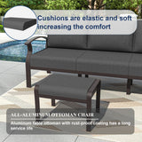 Kurapika Patio Furniture Set 8-Piece Aluminum Sectional Sofa with Armrest, Modern Outdoor Conversation Set, Metal Corner Sofa with Ottoman, Black Kurapika