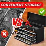 Runboll Portable Tool Chest Metal 4-Drawer Tool Cabinet 20" Steel Tool Storage Box Organizer with Metal Cylinder Lock and Latch Closure, for Home Improvement, Auto Mechanics Runboll