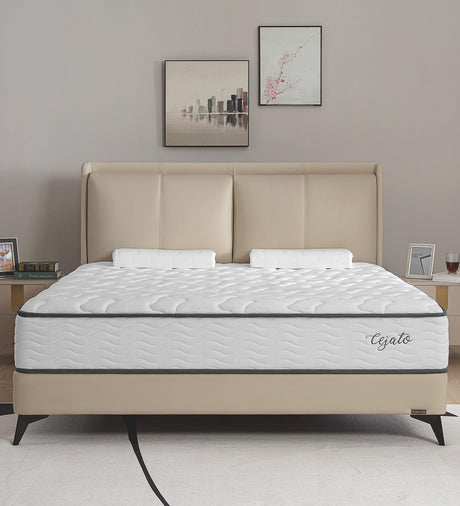 Cejato Queen Size Mattresses,10 Inch Memory Foam Hybrid Queen Mattresses in a Box White Mattress with Provide Sleep Support and Pressure Relief,Medium Firm,CertiPUR-US. Cejato