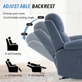 Sftaiyou Manual Rocker Recliner Chair for Adults with Vibration Massage,Glider Rocking Recliner Chairs for Living Room Bedroom Overstuffed Soft Reclining Sofa Chair with Pockets(Blue) Sftaiyou