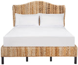 SAFAVIEH Home Collection Finola Coastal Braided Rattan Legs Queen Size Bed BED8002A-Q, Natural/Espresso SAFAVIEH