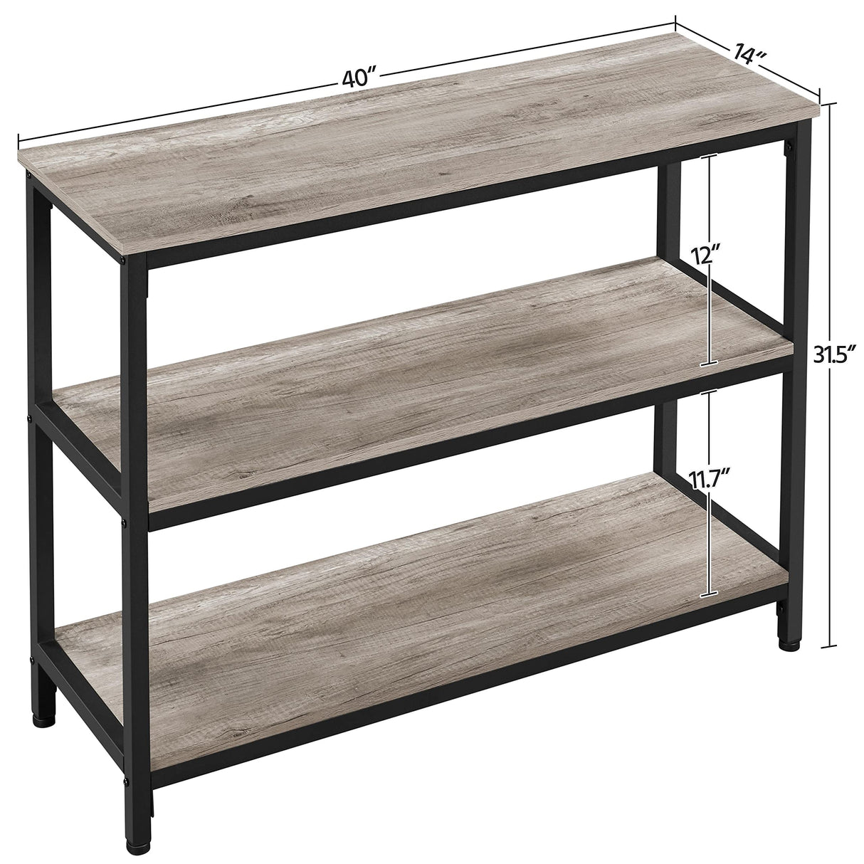 Yaheetech Entryway Table with Storage Shelves, 40 Inch Console Table with Metal Frame, Wood Behind Couch Sofa Table for Entryway, Living Room, Gray Yaheetech