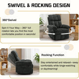 Korser Recliner Chair, Swivel Rocker Recliner Chair for Adults, Small Recliners for Small Spaces, Upholstered Manual Recliner with Side Pockets, Nursery Rocking Chair for Living Room, Chenille, Black Korser