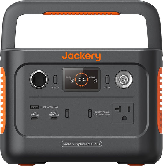 Jackery Explorer 300 Plus Portable Power Station, 288Wh Backup LiFePO4 Battery, 300W AC Outlet, 3.75 KG Solar Generator for RV, Outdoors, Camping, Traveling, and Emergencies (Solar Panel Opti - WoodArtSupply