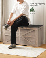 CHOEZON Storage Chest, 39.4" Wooden Storage Trunk, Retro Storage Bench with Safety Hinge, Toy Chest Storage, Farmhouse Style, for Bedroom, Living Room, Charcoal Gray and Greige MCW10HC CHOEZON