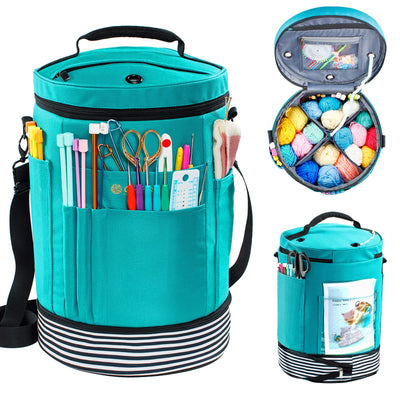 MYBAGZING Expandable Crochet Bag-Knitting Bag Yarn Storage Organizer - Yarn Bag and Crochet Tote, Yarn Holder for Crocheting, Crochet Accessories, Suppliers, Needles with Zipper Closure-Ideal Gift