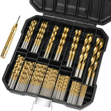 TICONN 99PCS Titanium Coated Drill Bit Set, 135 Degree Tip HSS Bits Kit with Storage Case for Aluminum, Copper, Soft Alloy Steel, Wood, Plastic Size from 1/16" to 3/8" TICONN