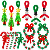 UPINS Christmas Beaded Ornament Kit, 52 Set Christmas Beaded Crafts Ornament Kit Mini Tree Snowman Candy Cane Wreath Make DIY Accessories for Hanging Wreath Cane Jewelry Making UPINS