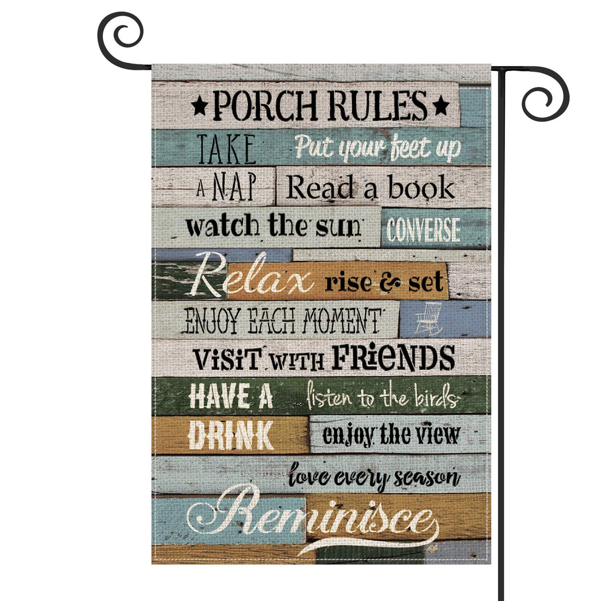 AVOIN Porch Rules Slogan Wood Garden Flag Vertical Double Sided, Enjoy The View Yard Outdoor Decoration 12.5 x 18 Inch AVOIN colorlife