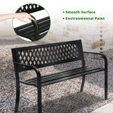 VINGLI Outdoor Metal Bench w/PVC Back - Black Garden Park Bench for Yard, Lawn, Decor, Deck, Entryway, Porch VINGLI