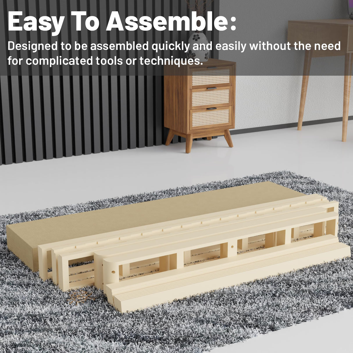 Greaton, 8-Inch Sturdy Box Spring for Mattress Support-Durable and Easy to Assemble Natural Wood Foundation for Full, White Greaton