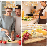 12 Packs Cutting Board Set Plain Chopping Board with Handles Large Serving Board Wooden Kitchen Cutting Board Bulk for Vegetables Meat Pizza Cheese Fruit Bread (17 x 10 Inch, Bamboo) Patelai