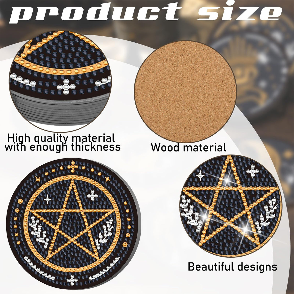 Xuhal 12 Pcs Tarot Diamond Painting Coasters Kits DIY Tarot Diamond Art Coasters with Holder DIY Drinks for Adults Craft Supplies Art Gift, 12 Styles Xuhal