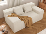 Small Modern Loveseat Sofa, Hybrid Sofa Couch in a Box, No Assembly Needed, Sleeper Sofa with 2 Pillows, Cat-Scratch Resistant Linen,Small Sofa for for Small Space, Living Room, Bedroom,Beige PurrJoys