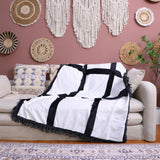 Kinlop 3 Pcs 40 x 60 Inch Sublimation Blanks Throw Blanket with Printable Sublimation Blankets for Heat Press with Tassel Fuzzy Picture Photo Blanket for DIY Sofa Couch Bed Home(9 Panel) Kinlop