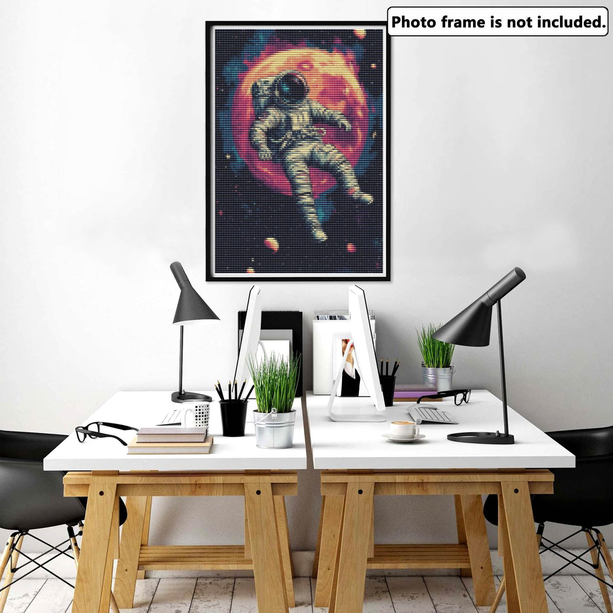 Yomiie 5D Diamond Art Kits for Adults, Astronaut Diamond Painting Art Moon DIY Full Round Drill Kits, Embroidery Rhinestone Diamond Crystal Craft Canvas Home Wall Decor 12x16 inch Yomiie