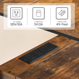 HOOBRO End Table with Charging Station, Bedside Table with 2 Drawer & USB Ports & Power Outlets, Nightstand for Small Spaces, Stable and Sturdy, for Living Room, Bedroom, Rustic Brown BF43UBZ01 HOOBRO