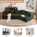 Aoowow 129.5" Modular Sectional Sofa, Modern Minimalist Sofa Comfy Deep Seat L Shaped with 5 Throw Pillows, Memory Foam Couch with Chenille Fabric, 3 Seater Cloud Couch for Living Room, Green Aoowow