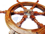 Nagina International Natural Wood Premium Pirate's Boat Ship Wheel (16 Inches) Nagina International