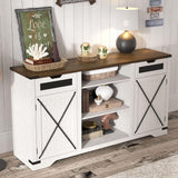 FiveWillowise Tall TV Stand, White Entertainment Center with Storage Cabinets for 65 Inch TV, 60'' Modern Media Console Table with Drawers and Adjustable Shelves, Television Stands for Living Room FiveWillowise