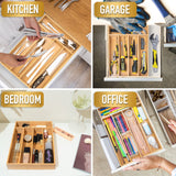 Besilord Silverware Organizer Kitchen Drawer Organizer Utensil Organizer Bamboo Silverware Holder Cutlery Organizer in Drawer Flatware Organizer Tray(5 slots, Natural Besilord