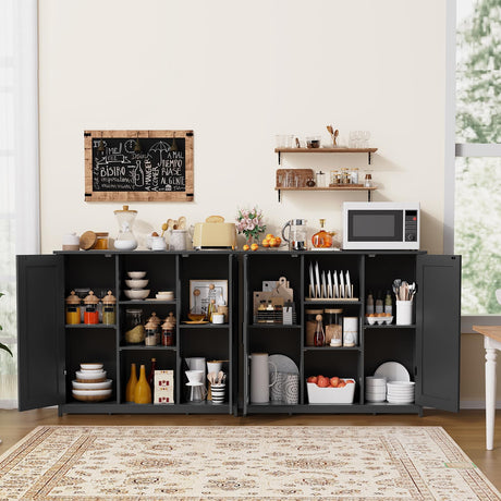 Iwell Storage Cabinet with 2 Doors and 4 Storage Shelves, Bathroom Cabinet, Cupboard for Living Room, Home Office, Entryway, Black Iwell