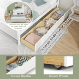 Giantex White Wood Full Size Bed Frame with 2 Storage Drawers and Headboard Giantex