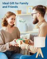 DEWENWILS Mid Century Table Lamps, Small Wooden Tripod Bedside Lamps with Linen Fabric Shade, Nightstand Lamp for Nursery, Bedroom, Kids Room, Side Table, Reading Desk, 14.2 Inch, 2 Pack DEWENWILS