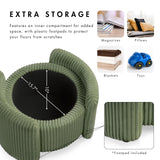 Furniture of America Lennox Modern Chenille 25-inch Round Storage Ottoman with Reversible Flip Top, Upholstered Footstool for Living Room, Bedroom, Entryway, Green Furniture of America