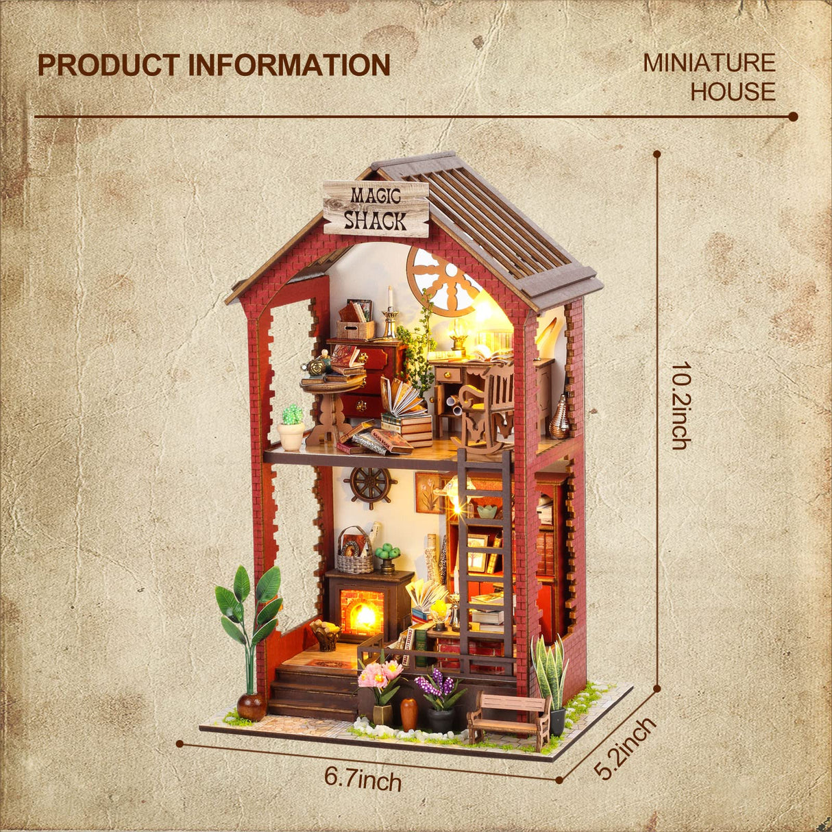 DIY Miniature Dollhouse Greenhouse Building Room Kit, Wooden Diorama Book Nook House Kits Build Crafts for Adults, Mini Street Tiny Library House Making Kit 1:24 Scale Insgen